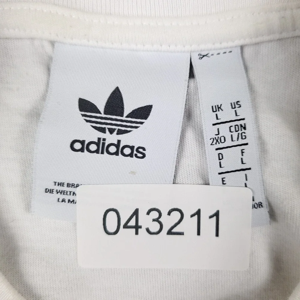 Adidas T Shirt Mens Large White Trefoil Logo Casual Short Sleeve Tee